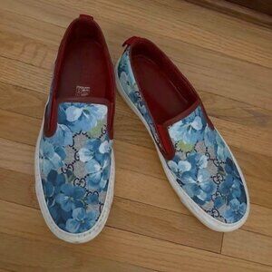 Gucci Blooms Print Leather Trim Sneakers